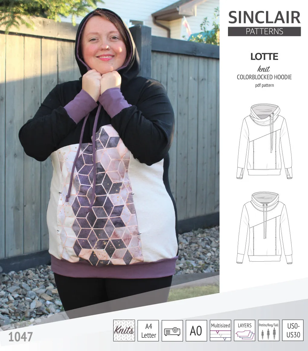 Lotte colorblocked hoodie for women (PDF)