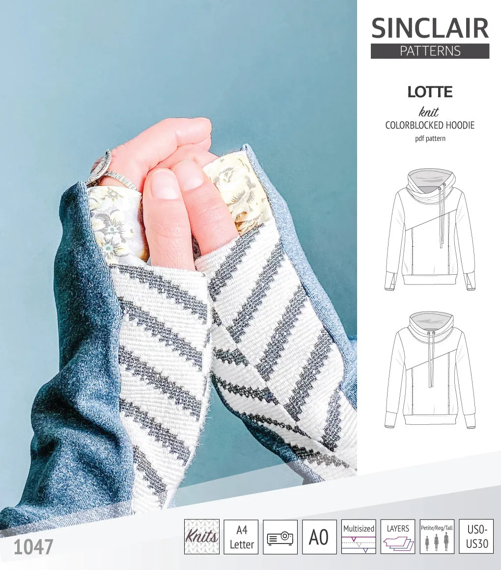 Lotte colorblocked hoodie for women (PDF)