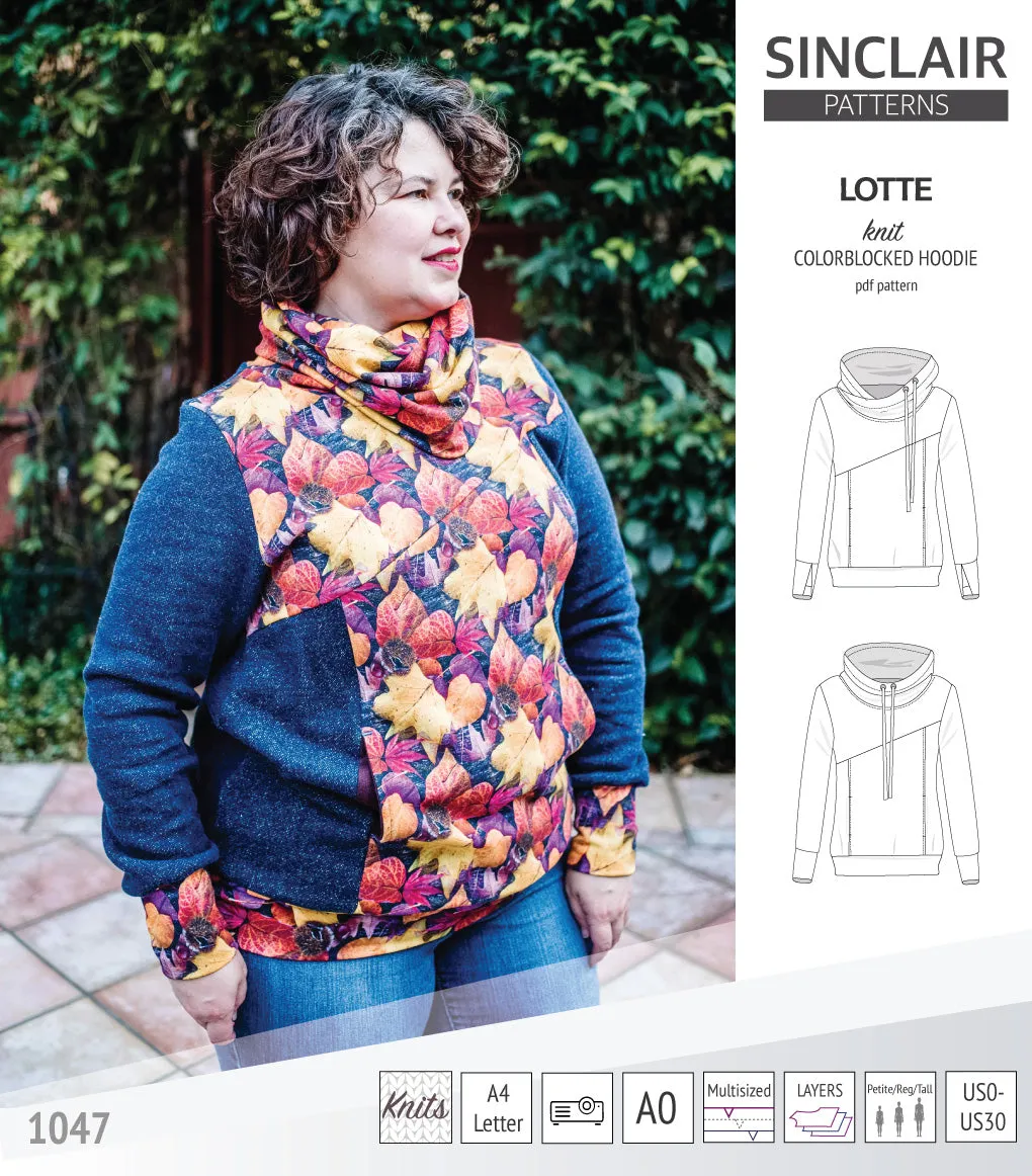 Lotte colorblocked hoodie for women (PDF)