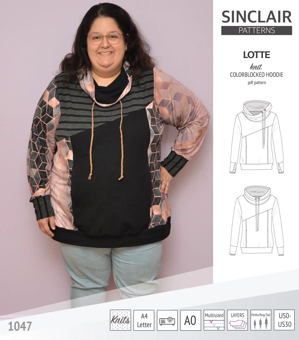 Lotte colorblocked hoodie for women (PDF)