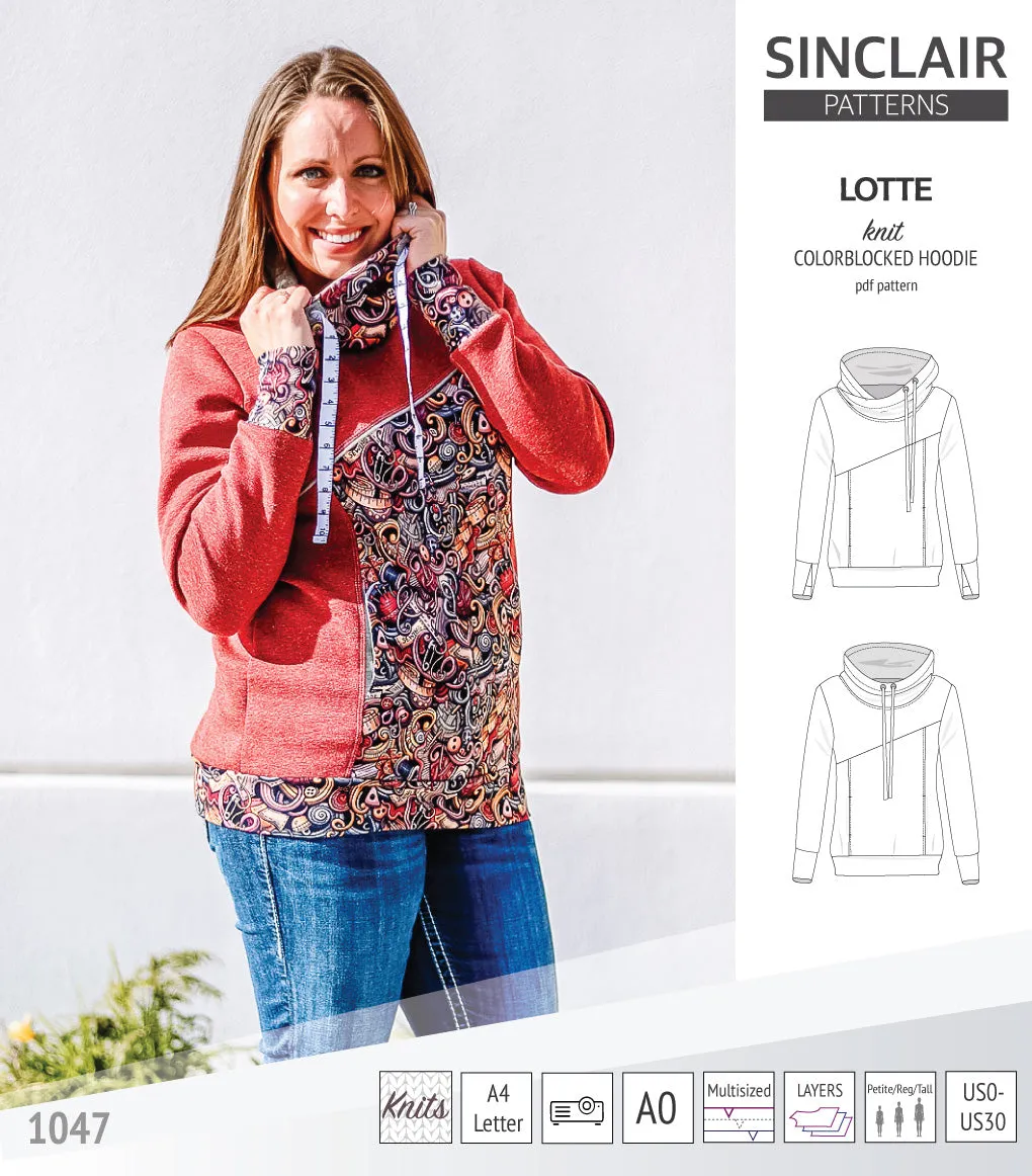 Lotte colorblocked hoodie for women (PDF)