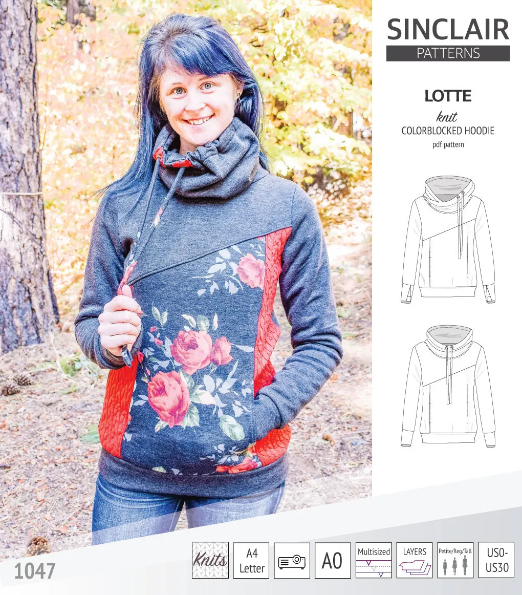 Lotte colorblocked hoodie for women (PDF)