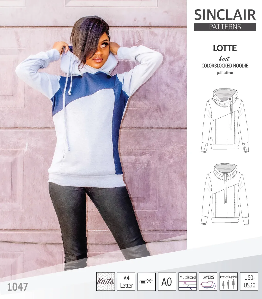 Lotte colorblocked hoodie for women (PDF)
