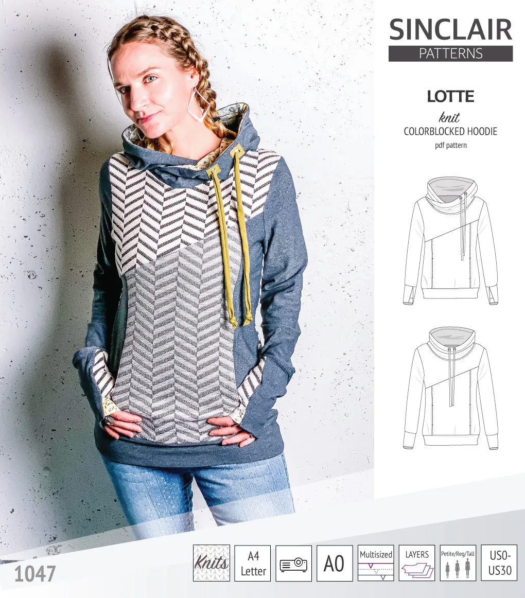 Lotte colorblocked hoodie for women (PDF)