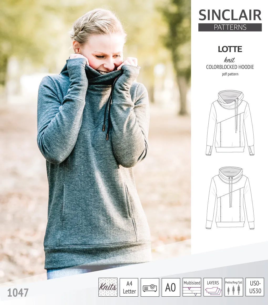 Lotte colorblocked hoodie for women (PDF)