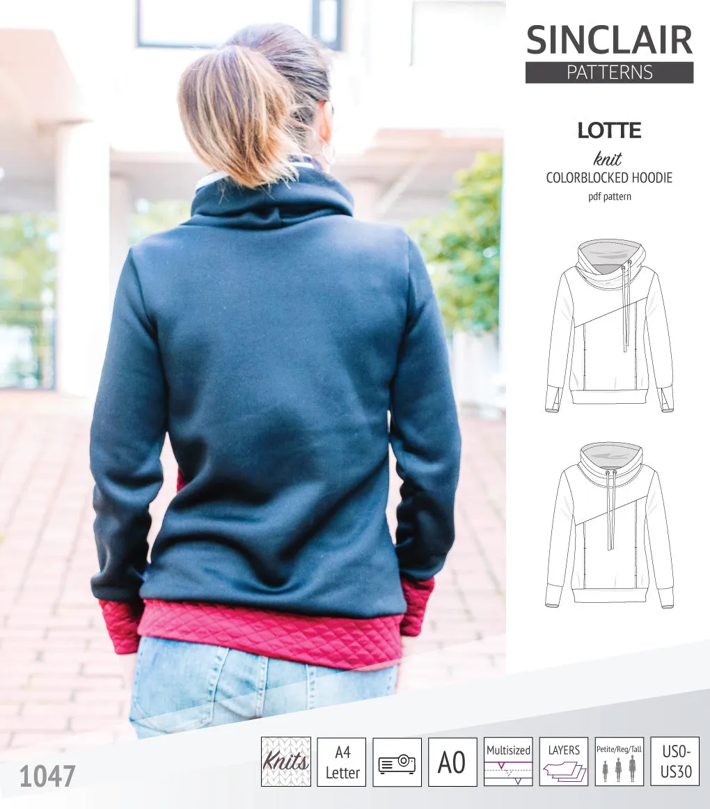 Lotte colorblocked hoodie for women (PDF)