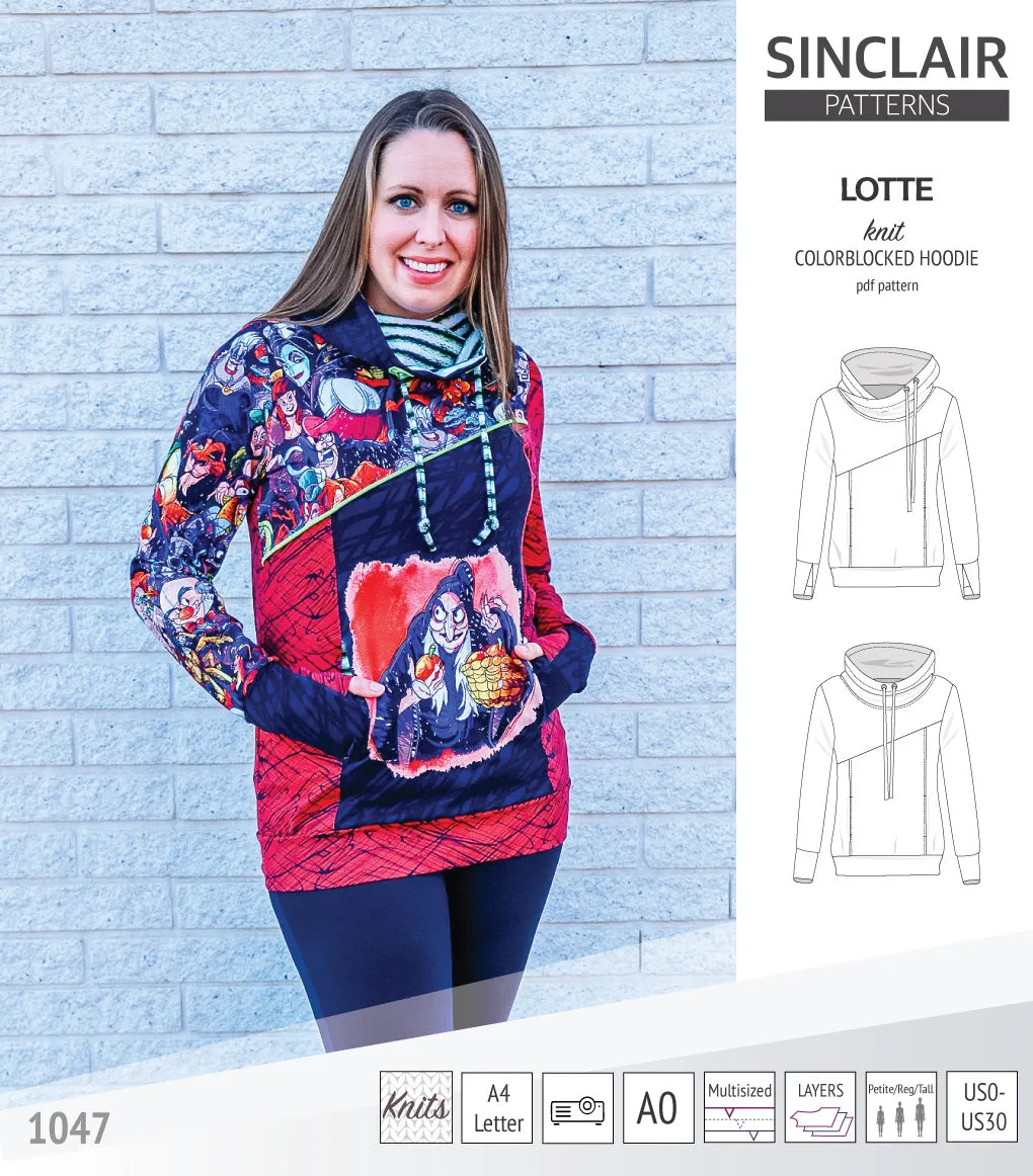 Lotte colorblocked hoodie for women (PDF)
