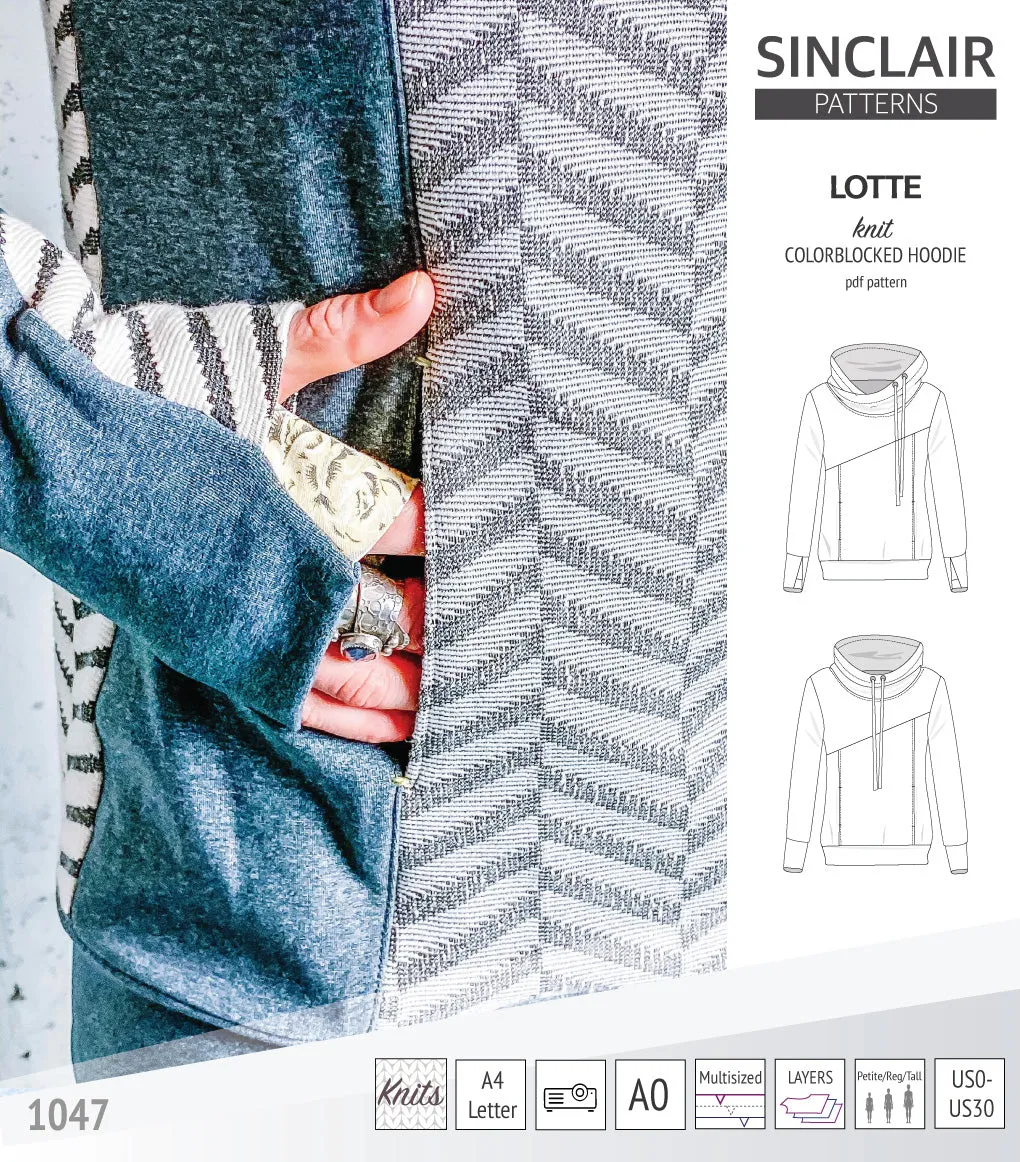 Lotte colorblocked hoodie for women (PDF)