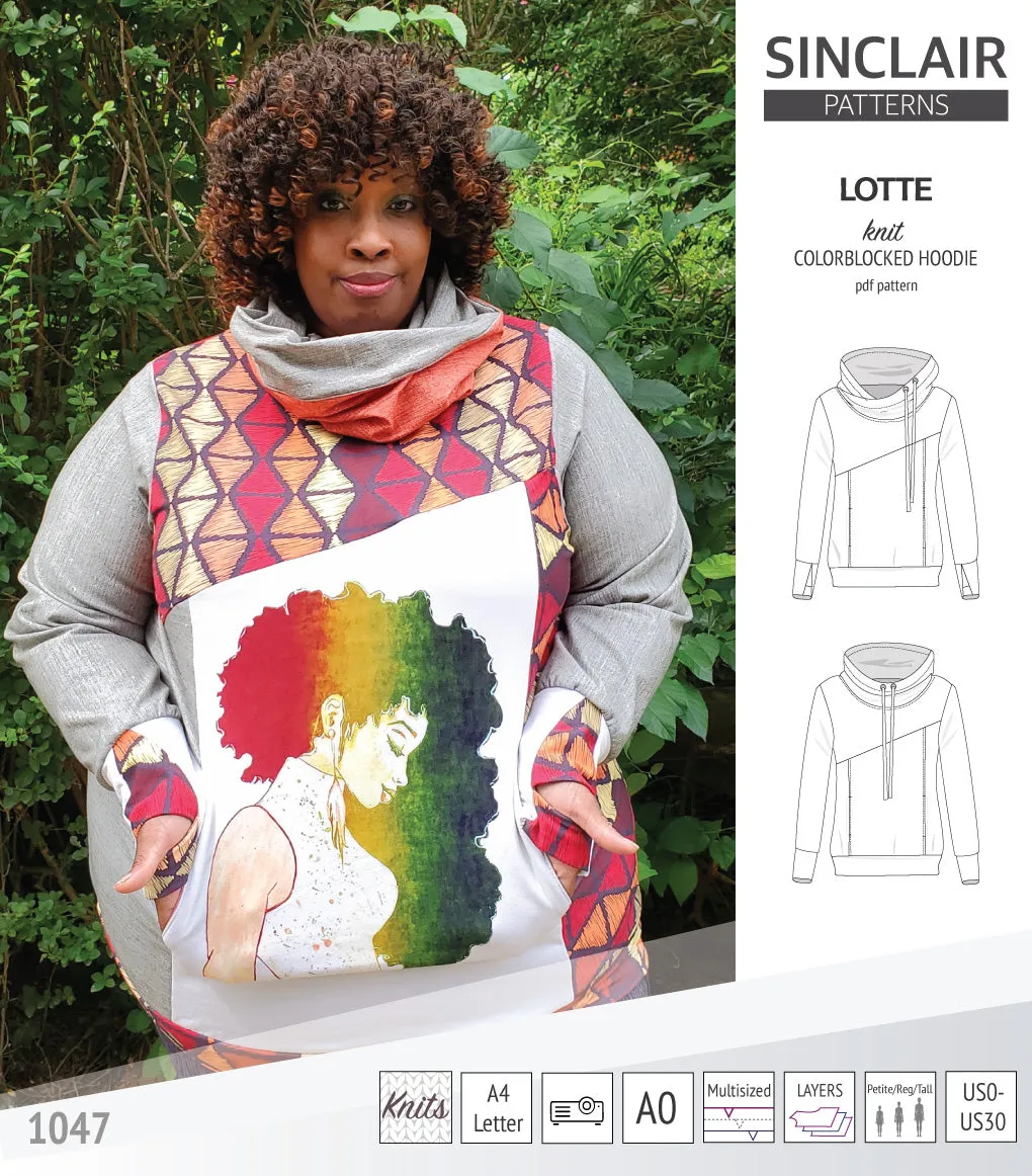 Lotte colorblocked hoodie for women (PDF)