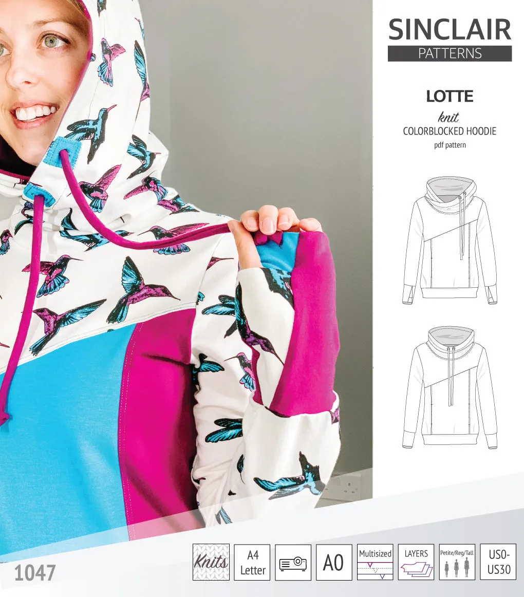 Lotte colorblocked hoodie for women (PDF)