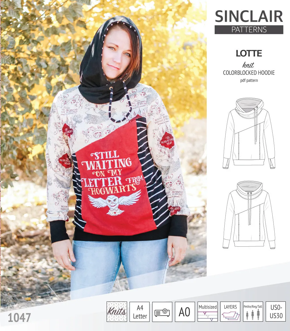 Lotte colorblocked hoodie for women (PDF)
