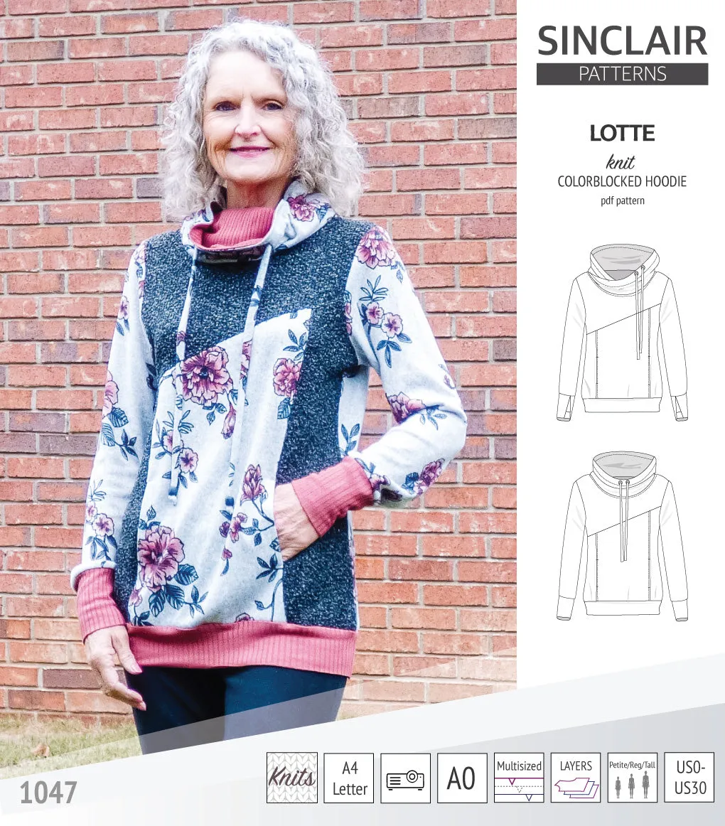 Lotte colorblocked hoodie for women (PDF)