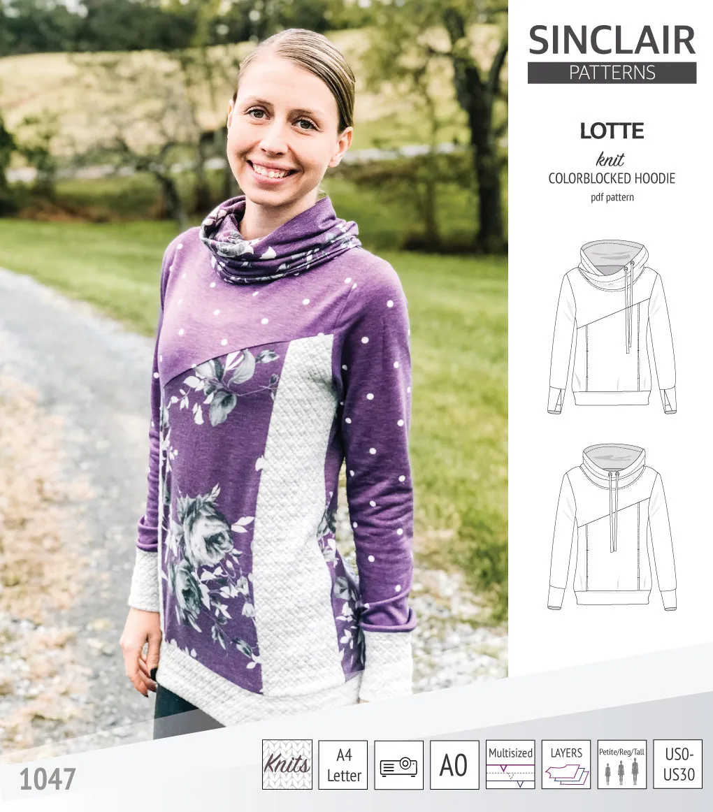 Lotte colorblocked hoodie for women (PDF)