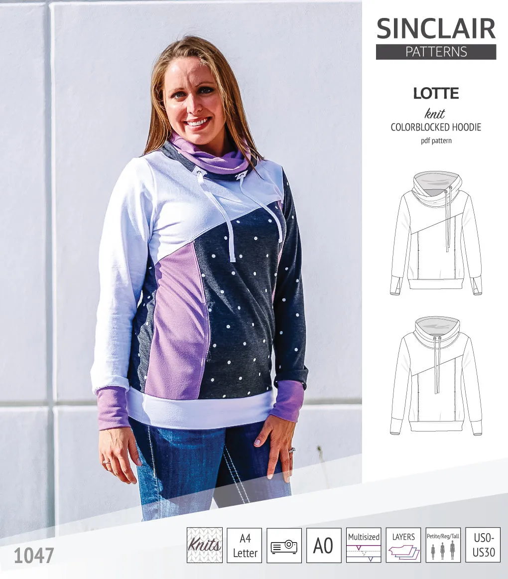 Lotte colorblocked hoodie for women (PDF)