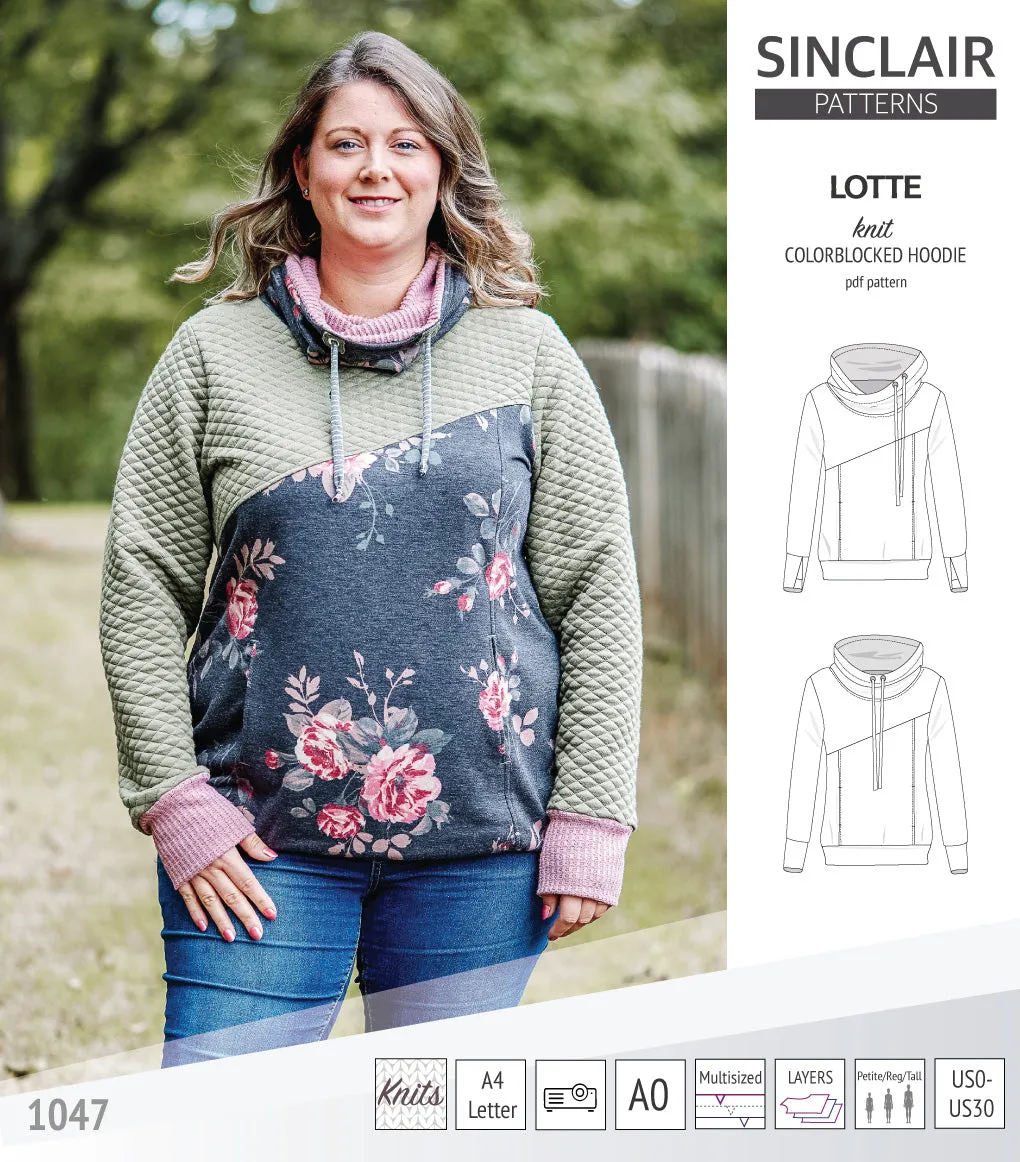 Lotte colorblocked hoodie for women (PDF)