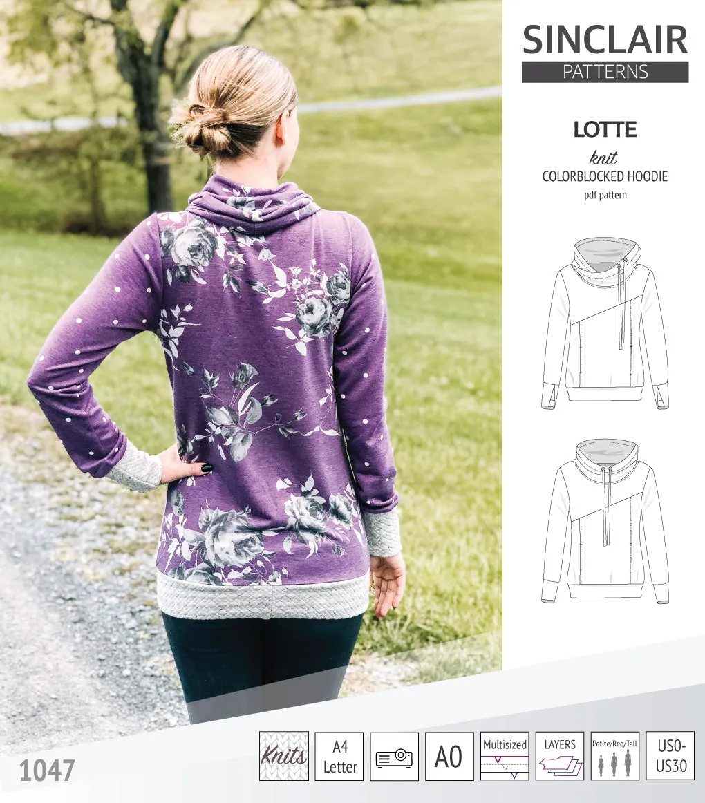 Lotte colorblocked hoodie for women (PDF)