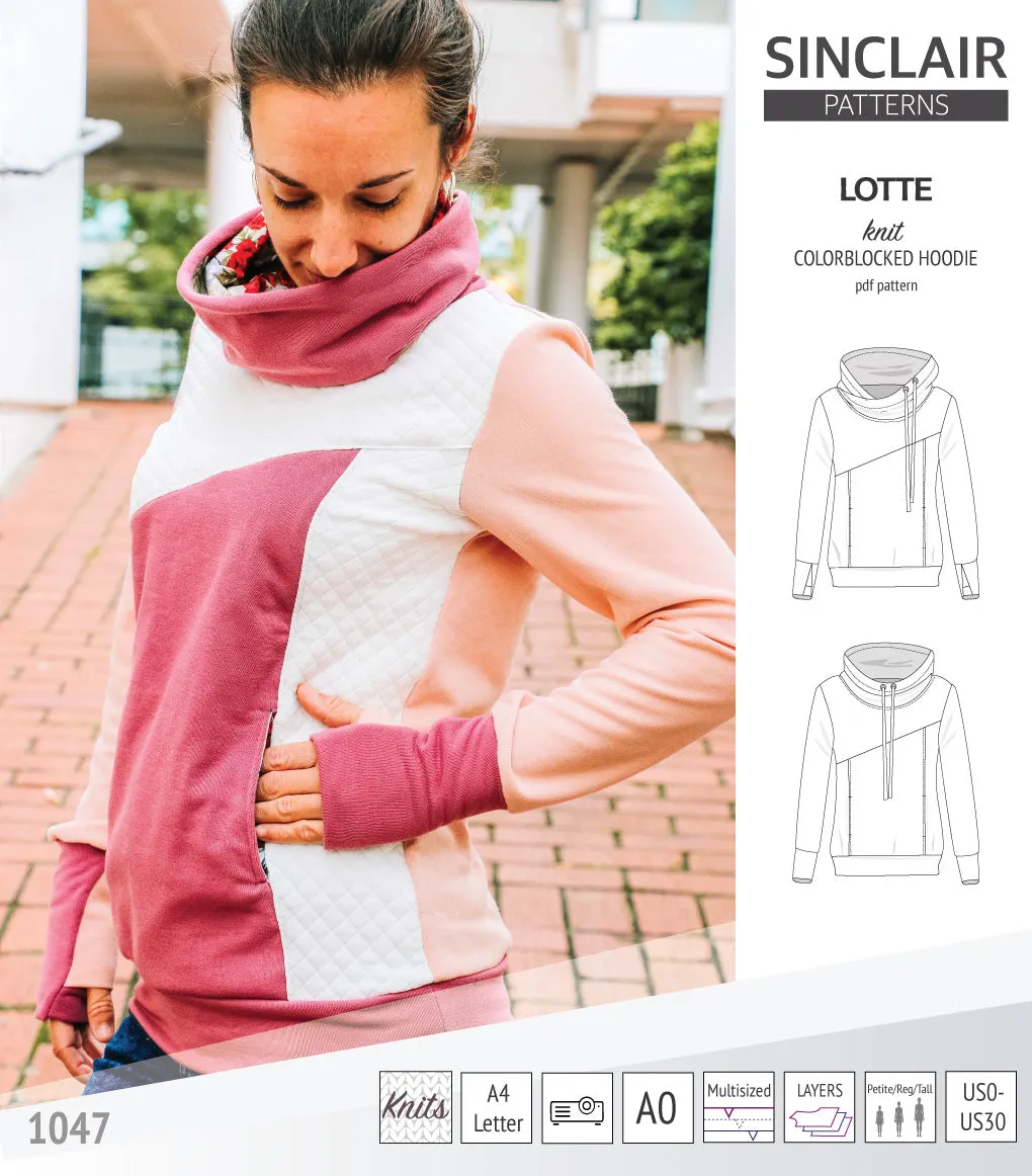 Lotte colorblocked hoodie for women (PDF)