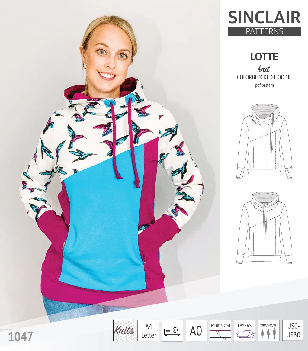 Lotte colorblocked hoodie for women (PDF)