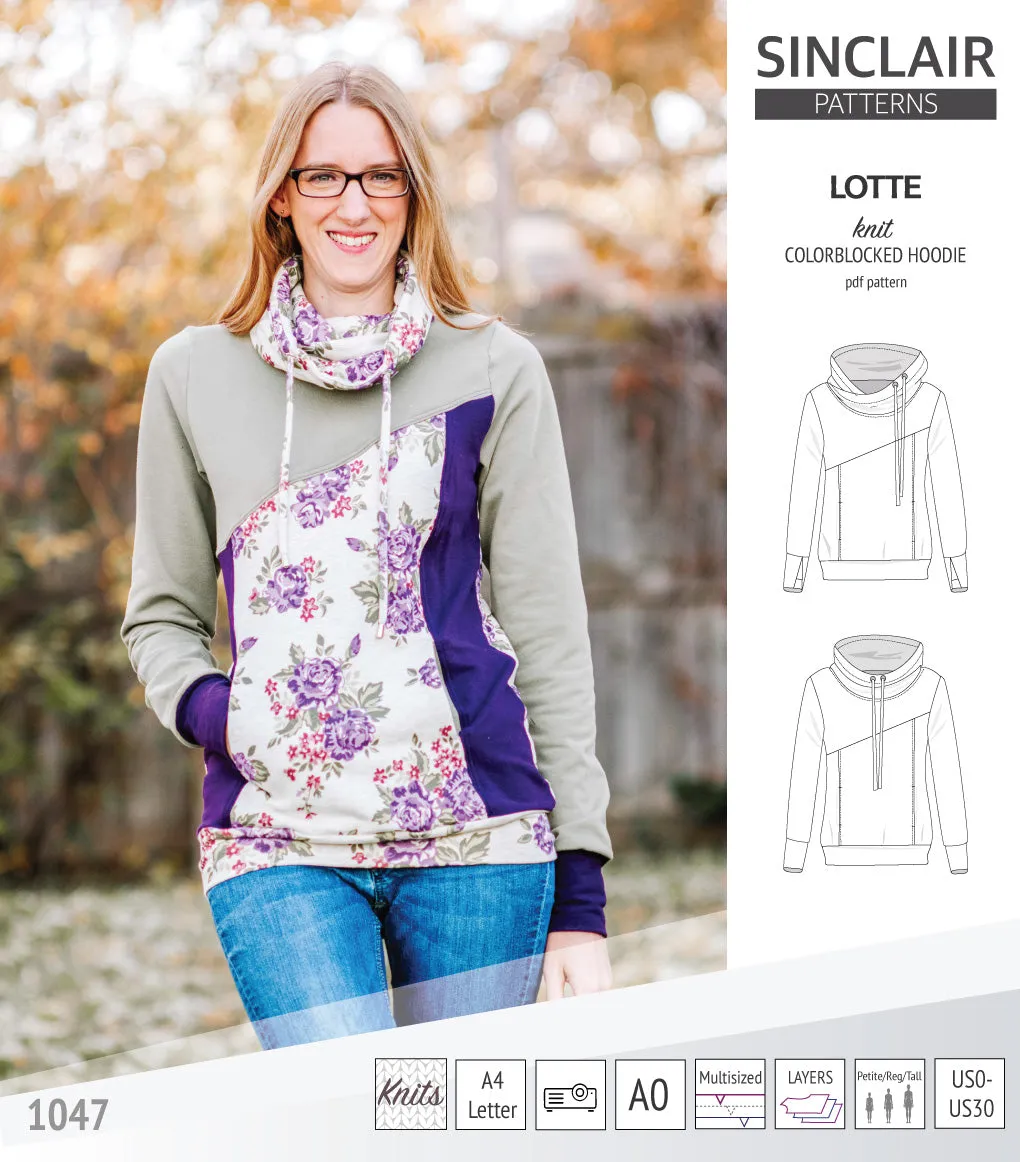Lotte colorblocked hoodie for women (PDF)