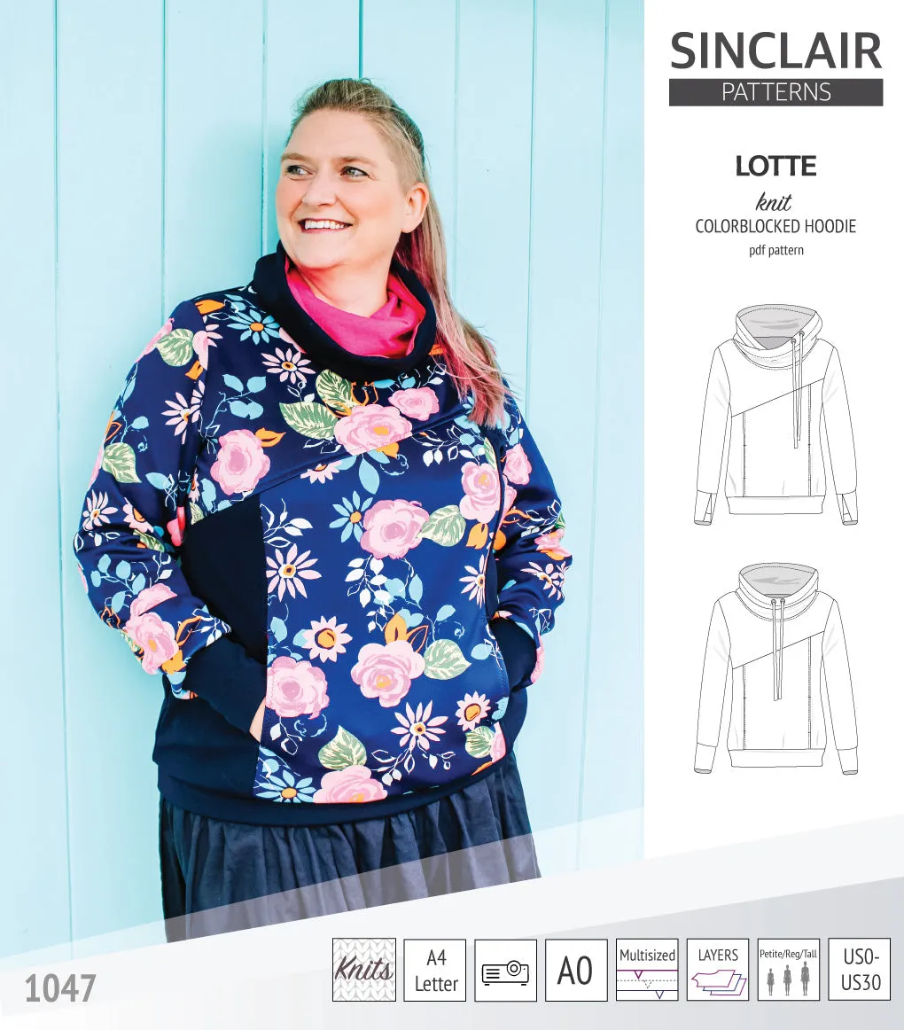 Lotte colorblocked hoodie for women (PDF)
