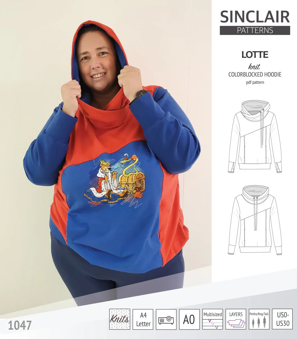 Lotte colorblocked hoodie for women (PDF)