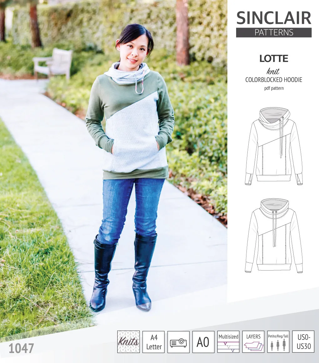 Lotte colorblocked hoodie for women (PDF)