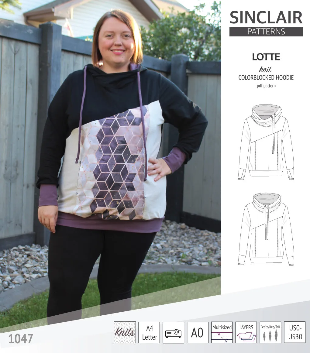 Lotte colorblocked hoodie for women (PDF)