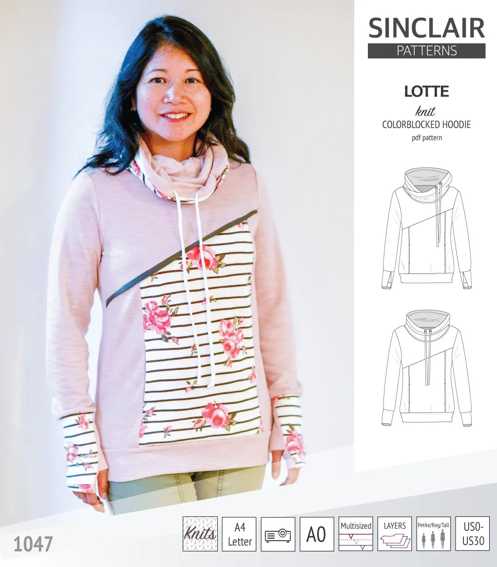 Lotte colorblocked hoodie for women (PDF)