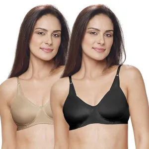 Lovable Black and Skin Non Padded Wirefree Bra Pack of 2 - ADL 13-BLACK/SKIN