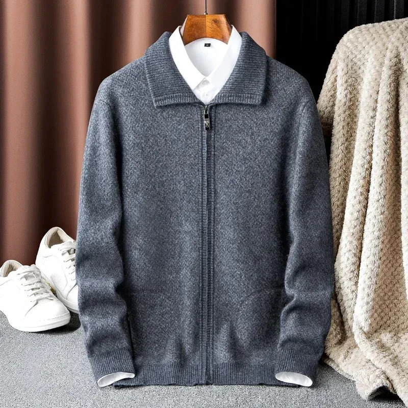 Luciano Pure Cashmere Zip-Up Cardigan