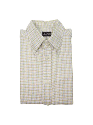 Luigi Borrelli Ice Blue Gingham-Check Micro-Pattern Shirt