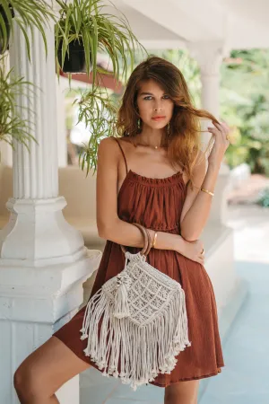 Luna Backless Dress in Terracota