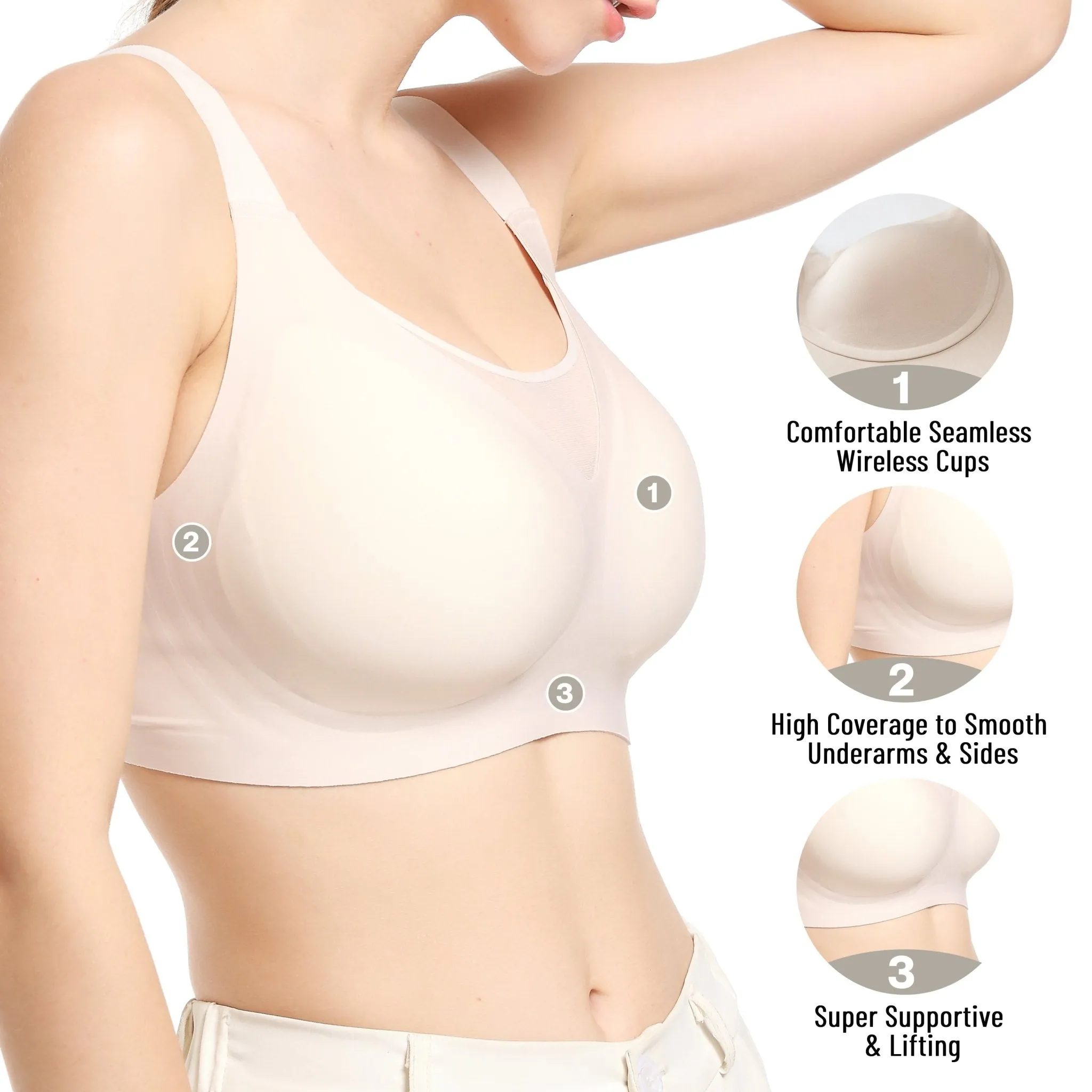 MaxUplift Comfort Mesh Push In Wireless Bra