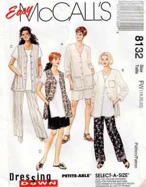 McCall's 8132 Womens EASY Summer Capsule Wardrobe Separates 1990s Vintage Sewing Pattern Sizes 18 - 22 UNCUT Factory Folded