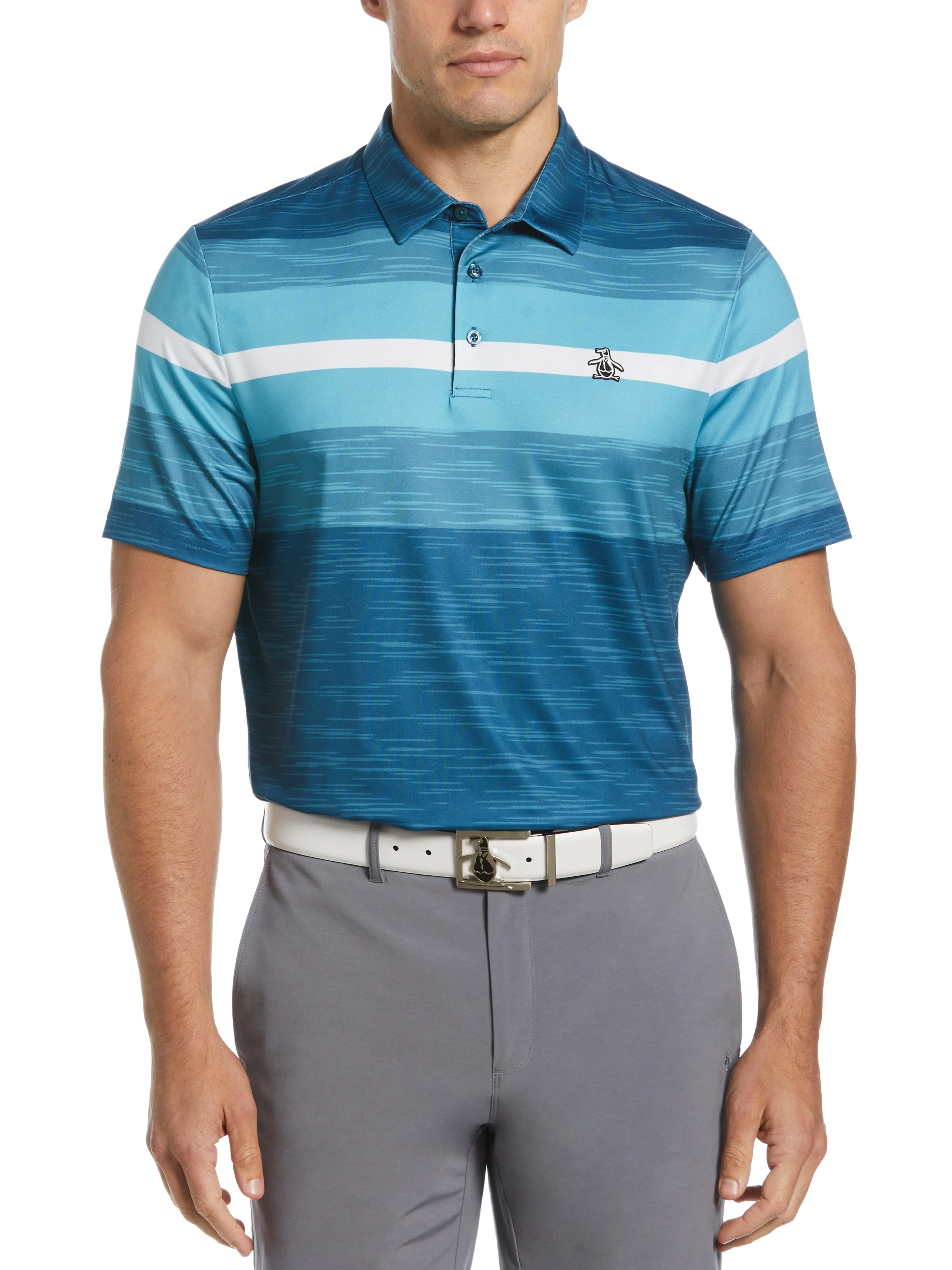 Men's Color Block Engineered Marl Stripe Polo