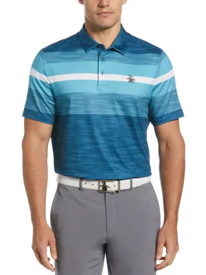Men's Color Block Engineered Marl Stripe Polo