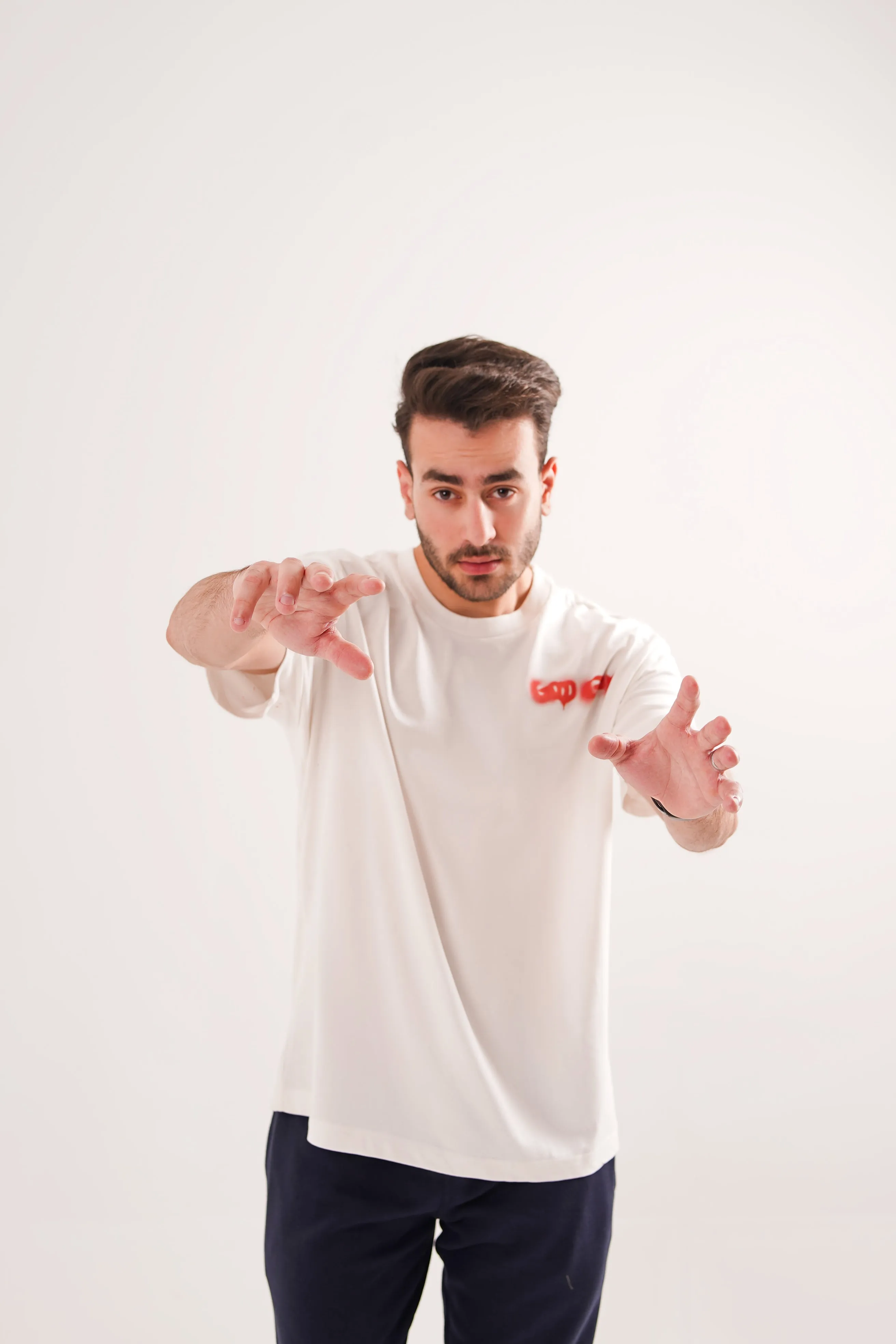 Men’s Down-Shoulder Cotton T-Shirt – Off-White