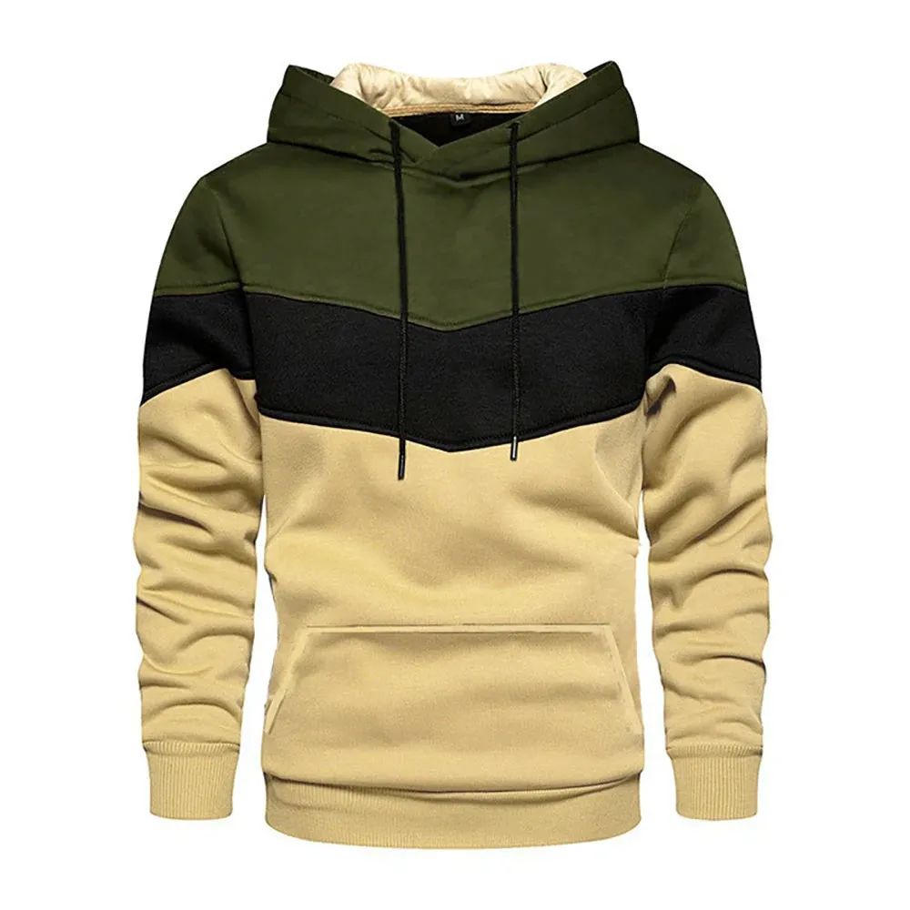 Men's Hooded Contrast Color Sweatshirt