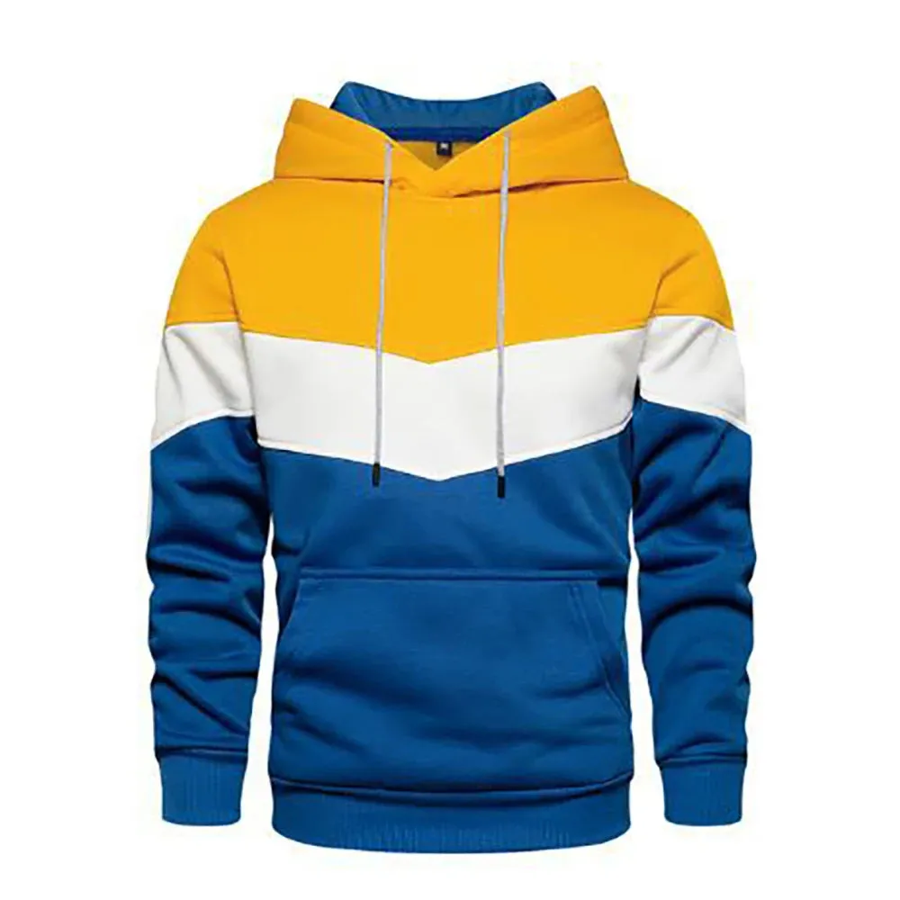 Men's Hooded Contrast Color Sweatshirt