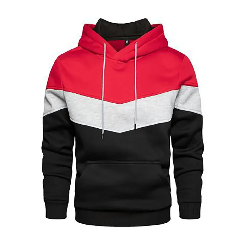 Men's Hooded Contrast Color Sweatshirt