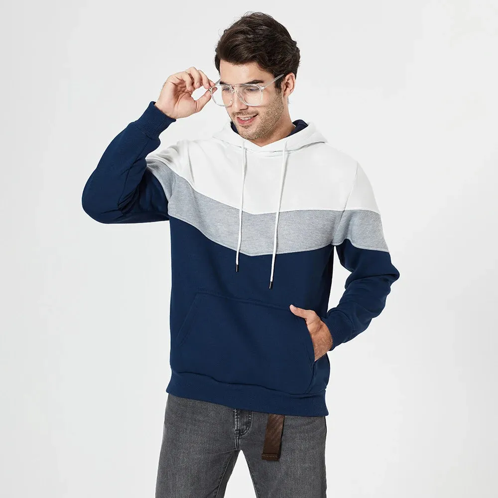 Men's Hooded Contrast Color Sweatshirt