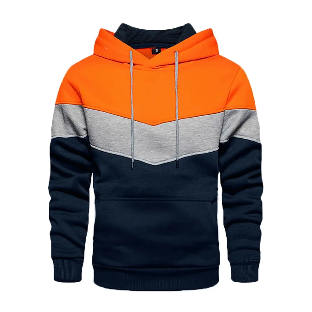 Men's Hooded Contrast Color Sweatshirt
