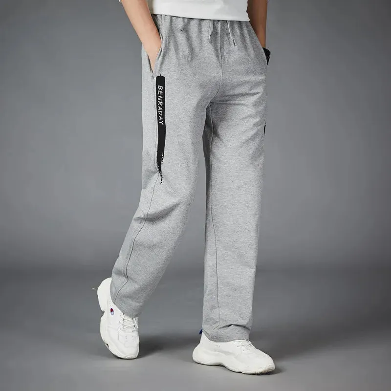 Men's Running Pants - Loose Straight Gym Fitness Training Jogging Pants With Zip Pockets, Sport Trousers, Bodybuilding Sweatpants