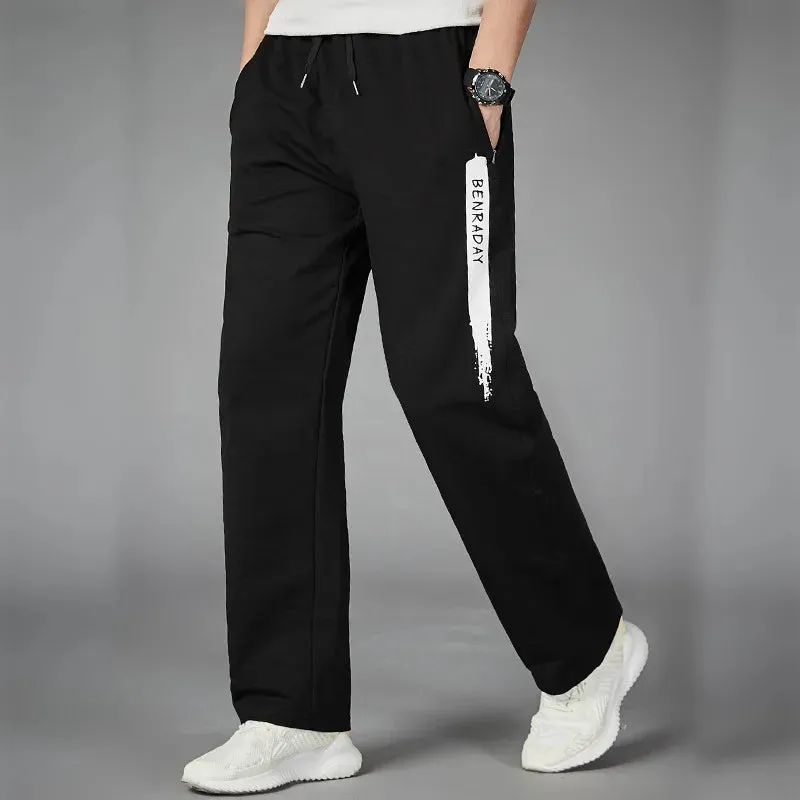Men's Running Pants - Loose Straight Gym Fitness Training Jogging Pants With Zip Pockets, Sport Trousers, Bodybuilding Sweatpants