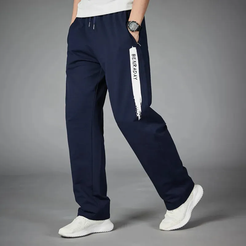 Men's Running Pants - Loose Straight Gym Fitness Training Jogging Pants With Zip Pockets, Sport Trousers, Bodybuilding Sweatpants