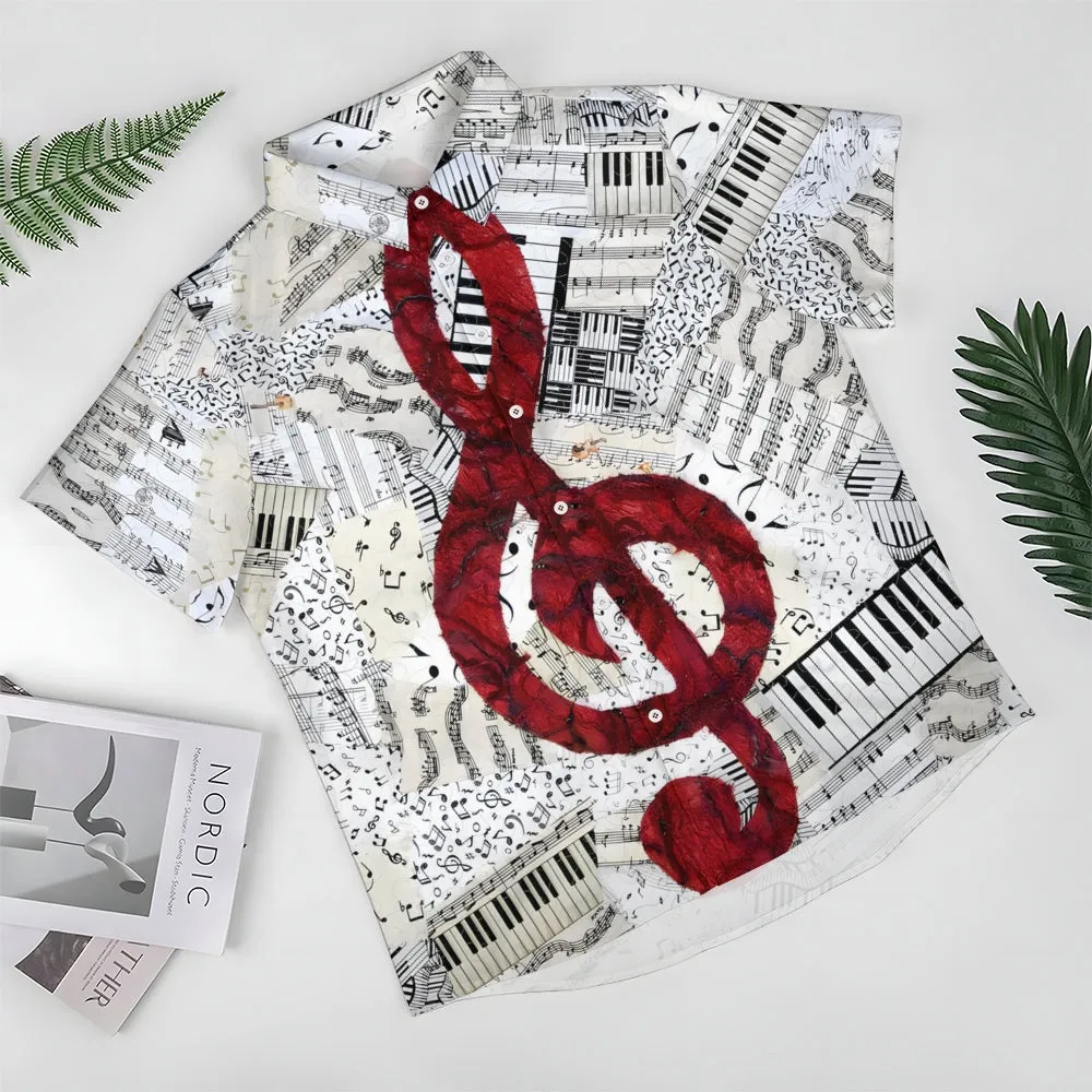 Men's Simple Music Notation Sheet Print Cozy Shirt 2407002076