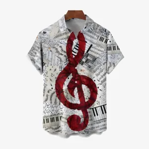 Men's Simple Music Notation Sheet Print Cozy Shirt 2407002076