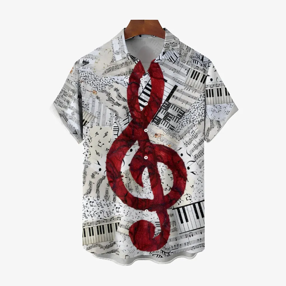 Men's Simple Music Notation Sheet Print Cozy Shirt 2407002076