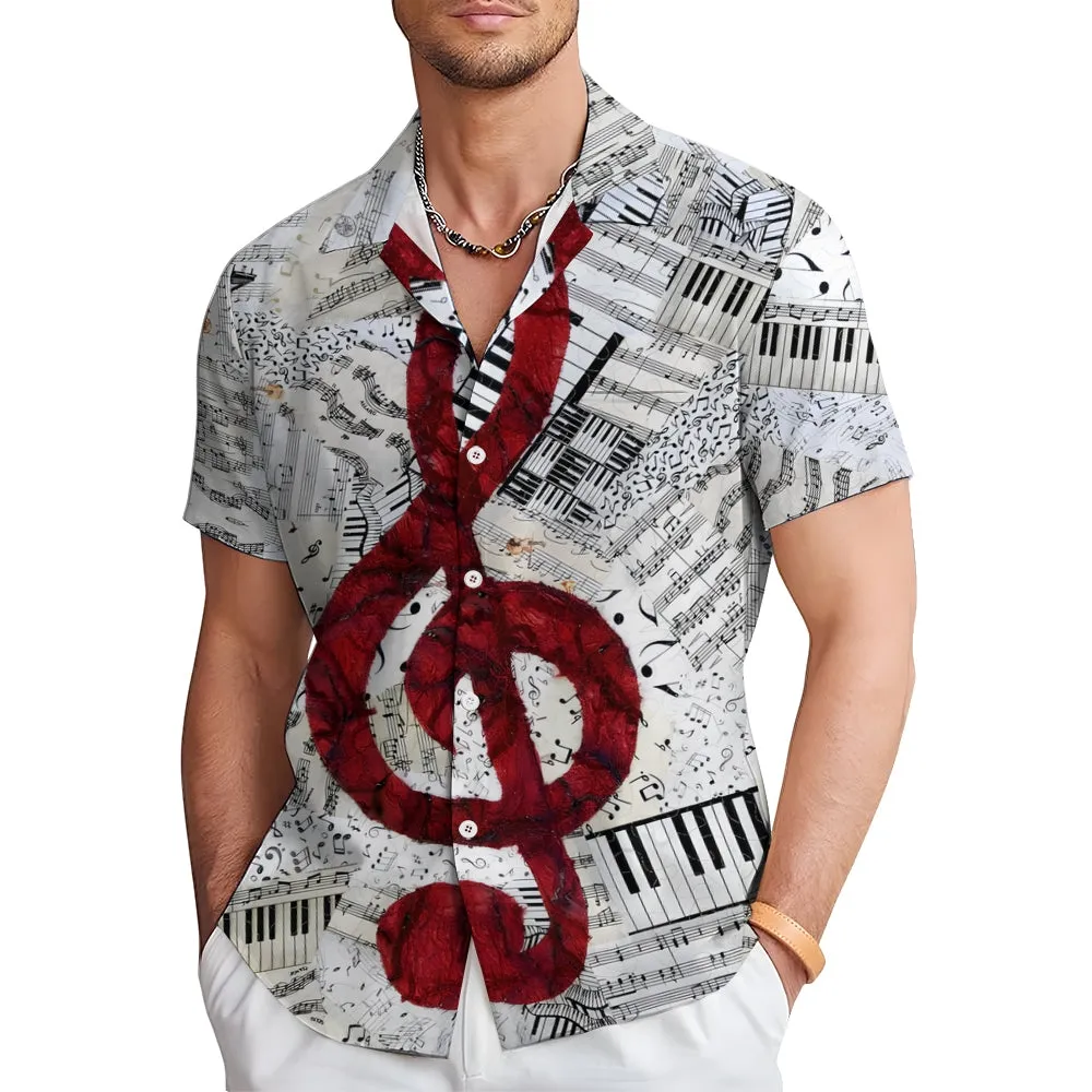 Men's Simple Music Notation Sheet Print Cozy Shirt 2407002076