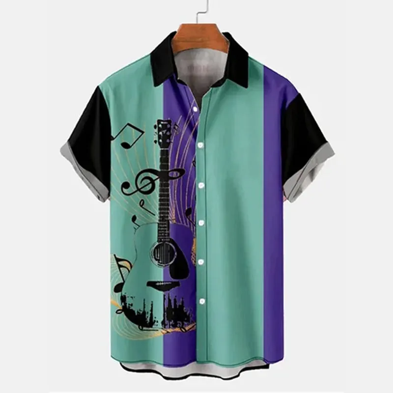 Men's Simple Music Notation Sheet Print Cozy Shirt 2407002076